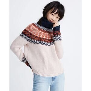 Madewell Brookdale Fair Isle Turtleneck Alpaca Blend Sweater  Size Small NWT